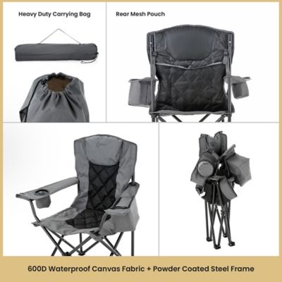 Image showing  Portable Folding Camping Quad Chair with 6-Can Armrest Cooler