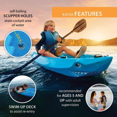 Image showing 6 th Lifetime 6 ft, Shark 60 Youth Kayak, Paddle Included