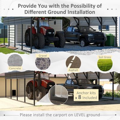 Image showing  Carport Steel Car Canopy and Shelter in Gray 20 W x 20 D ft.