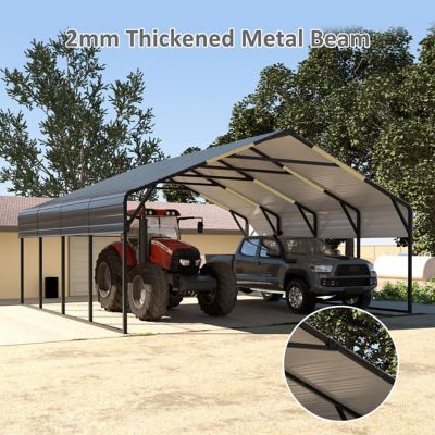 Image showing 5 th Veikous Carport Steel Car Canopy and Shelter in Gray 20 W x 20 D ft.