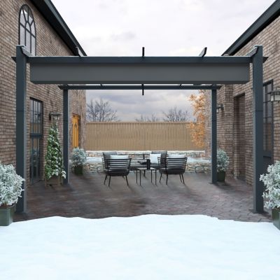 Veikous 16 ft. x 12 ft. Outdoor Aluminum Pergola with Retractable Canopy