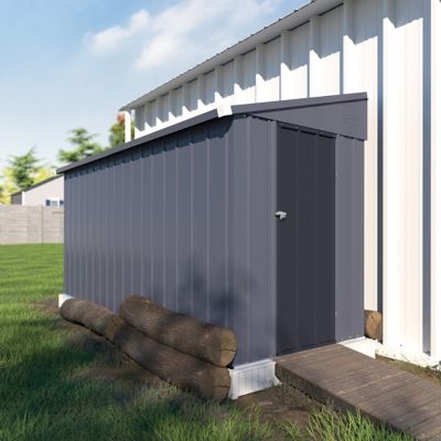 Veikous 4 ft. x 10 ft. Metal Storage Lean-to Shed, Gray