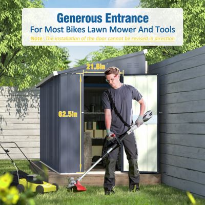 Image showing  4 W x 10 D ft. Metal Storage Lean-to Shed in Gray