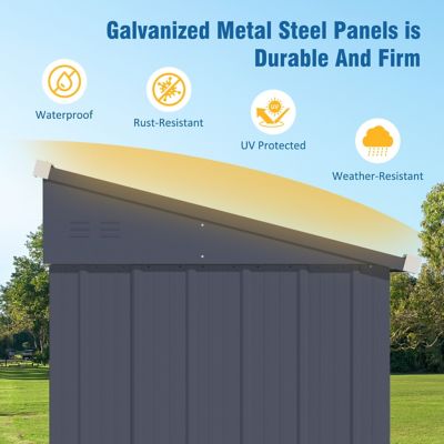 Image showing  4 W x 10 D ft. Metal Storage Lean-to Shed in Gray
