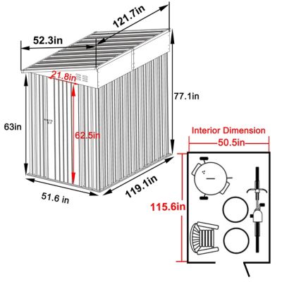Image showing  4 W x 10 D ft. Metal Storage Lean-to Shed in Gray