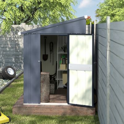 Image showing 6 th Veikous 4 W x 10 D ft. Metal Storage Lean-to Shed in Gray