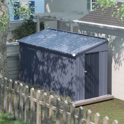 Image showing 9 th Veikous 4 W x 10 D ft. Metal Storage Lean-to Shed in Gray