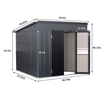 Image showing 7 th Veikous 8 ft. x 7 ft. Metal Shed with Durable Door