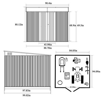 Image showing 9 th Veikous 8 ft. x 7 ft. Metal Shed with Durable Door