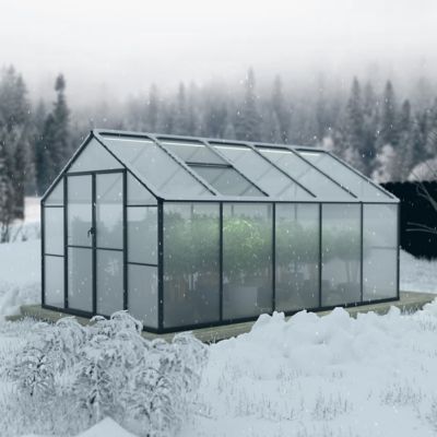 Image showing 9 th Veikous 8 W x 10 D ft. Polycarbonate Walk-in Greenhouse for Outdoor with Adjustable Roof Vent