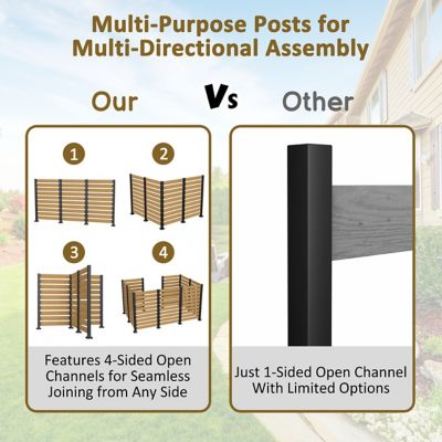 Image showing 6 th Veikous Air Conditioner Fence 2-Panel Pool Equipment Enclosure Privacy Screens Fence Panels for Outdoor, Natural