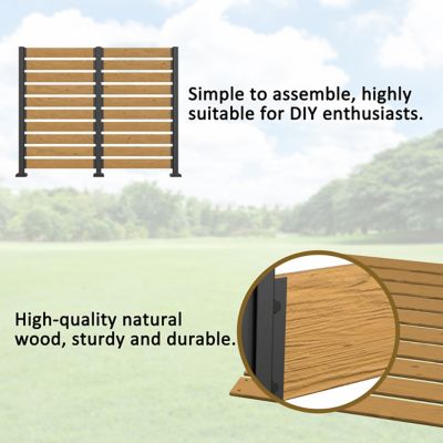 Image showing 7 th Veikous Air Conditioner Fence 2-Panel Pool Equipment Enclosure Privacy Screens Fence Panels for Outdoor, Natural