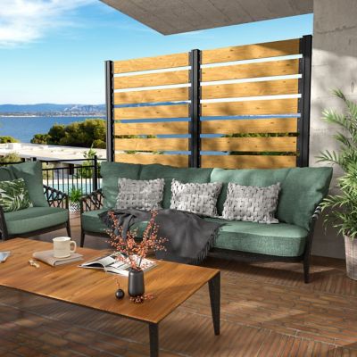 Image showing 8 th Veikous Air Conditioner Fence 2-Panel Pool Equipment Enclosure Privacy Screens Fence Panels for Outdoor, Natural