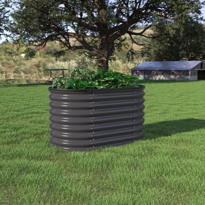 Veikous Galvanized Raised Garden Bed, 4 ft. x 2 ft. x 2 ft., 9-in-1 Planter Box, Outdoor, Gray