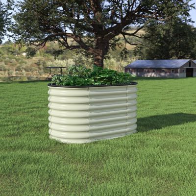 Veikous Galvanized Raised Garden Bed, 4 ft. x 2 ft. x 2 ft., 9-in-1 Planter Box, Outdoor, Pearl White
