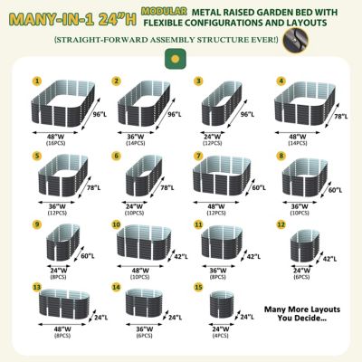 Image showing  9-in-1 Planter Box Outdoor Galvanized Steel Raised Garden Bed, 8 ft. x 4 ft. x 2 ft., Gray