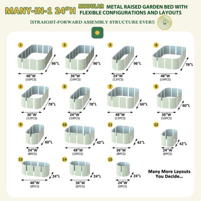 Image showing  8 x 4 x 2ft. Galvanized Steel Raised Garden Bed Planter Box Outdoor, Light Green