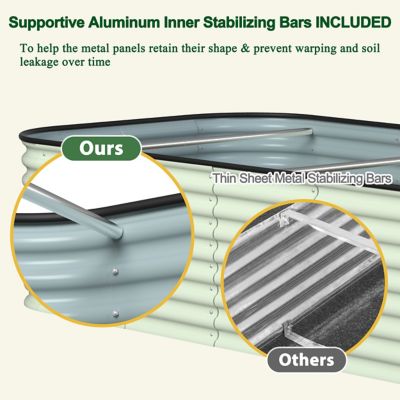 Image showing  8 x 4 x 2ft. Galvanized Steel Raised Garden Bed Planter Box Outdoor, Light Green