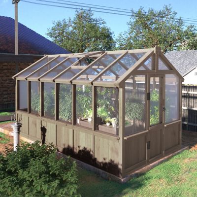 Veikous 6 ft. x 12 ft. Wood Garden Plant Greenhouse, Outdoor, Multi-Layer Polycarbonate Panels
