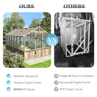 Image showing  8 x 14ft. Wood Garden Plant Greenhouse, Outdoor, Multi-Layer Polycarbonate Panels