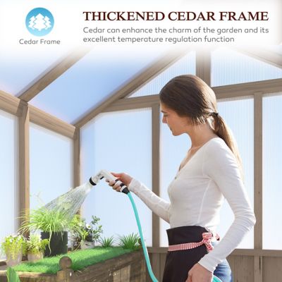 Image showing 5 th Veikous 8 x 14ft. Wood Garden Plant Greenhouse, Outdoor, Multi-Layer Polycarbonate Panels