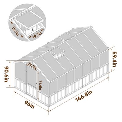 Image showing 9 th Veikous 8 x 14ft. Wood Garden Plant Greenhouse, Outdoor, Multi-Layer Polycarbonate Panels