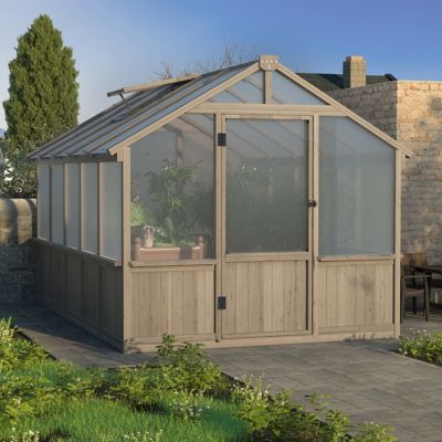 Veikous 8 ft. x 10 ft. Wooden Greenhouse, Outdoor, Polycarbonate Panel