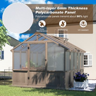 Image showing  8 x 10ft. Wooden Greenhouse, Outdoor, Polycarbonate Panel