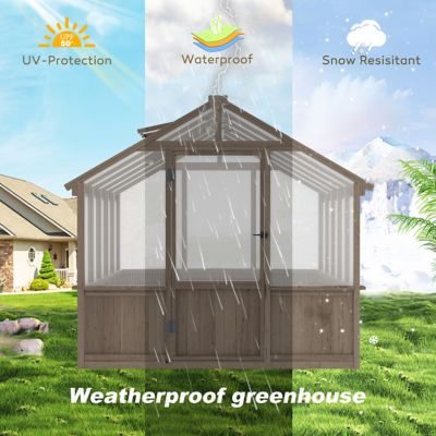 Image showing 7 th Veikous 8 x 10ft. Wooden Greenhouse, Outdoor, Polycarbonate Panel