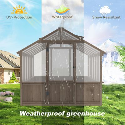 Image showing 7 th Veikous 8 x 12ft. Wooden Greenhouse, Outdoor, Polycarbonate Panel