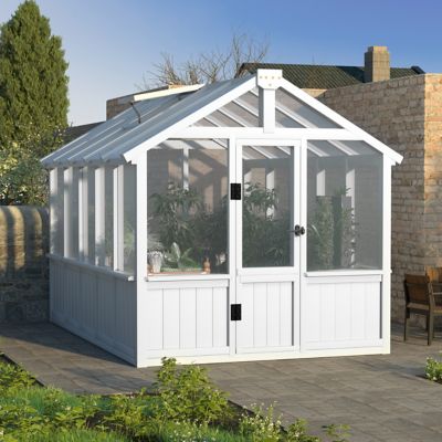 Veikous 6 ft. W x 10 ft. D Polycarbonate Walk-in Greenhouse for Outdoors with Adjustable Roof Vent, White