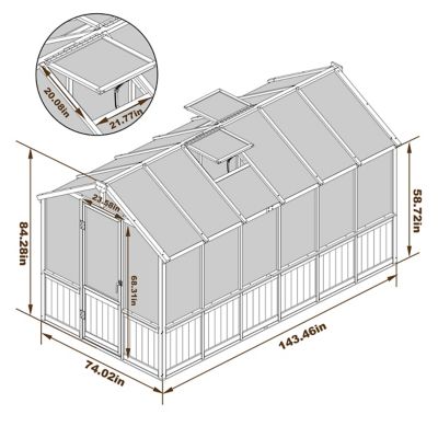Image showing  6 ft. W x 12 ft. D Wood Black Garden Plant Greenhouse for Outdoors with Multi-Layer Polycarbonate Panel