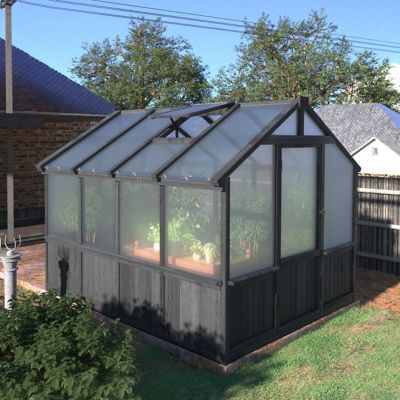 Veikous 8 x 14ft. Wooden Greenhouse, Outdoor, Polycarbonate Panel and Shelf
