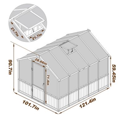 Image showing  8 x 10ft. Cedar Wood Black Garden Plant Greenhouse for Outdoors with Multi-Layer Polycarbonate Panel