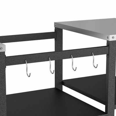 Image showing 9 th Veikous 65 in. Outdoor Stainless Steel Grill Cart Table Stand for Big Green Egg with Storage Cabinet and Wheels