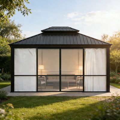 Veikous All Season Permanent Wall-Mounted Solarium Sunroom, Lean to Gazebo, Outdoor