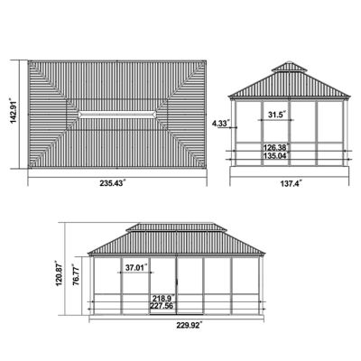 Image showing  20 x 12ft. Sunroom Hardtop Gazebo Solarium with Galvanized Steel Roof and PC Panel Walls