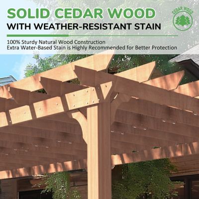 Image showing  24 x 12ft. Outdoor Cedar Wood Patio Pergola Shade Structure for Garden