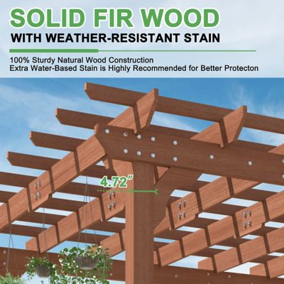 Image showing  14 W x 10 D ft. Cedar Wood Patio Pergola Shade Structure for Outdoor, Brown