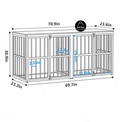 Image showing  Wooden Dog Crate Furniture Dog Kennel Accent Storage Cabinet with Divider