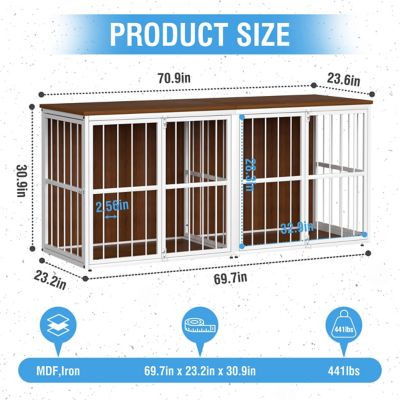 Image showing  Wooden Dog Crate Furniture Dog Kennel Accent Storage Cabinet with Divider