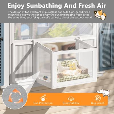 Image showing  Cat Window Box, Catio Outdoor Cat Enclosure Window with Transparent Top