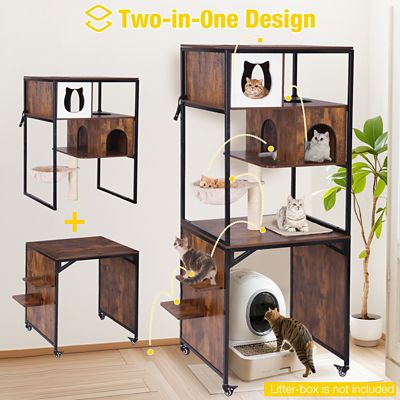 Image showing 5 th Aivituvin Wooden Cat Litter Box Enclosure and Metal Frame Cat House