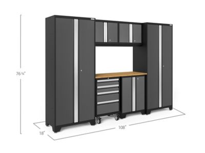 Image showing  Bold Series 7 pc. Cabinet Set with Tool, Base, Wall Cabinets and 30 in. Lockers, 50421