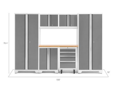 Image showing  Bold Series 7 pc. Cabinet Set with Tool, Base, Wall Cabinets and 30 in. Lockers, 54872