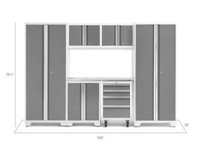 Image showing  Bold Series 7 pc. Cabinet Set with Tool, Base, Wall Cabinets and 30 in. Lockers, 50620