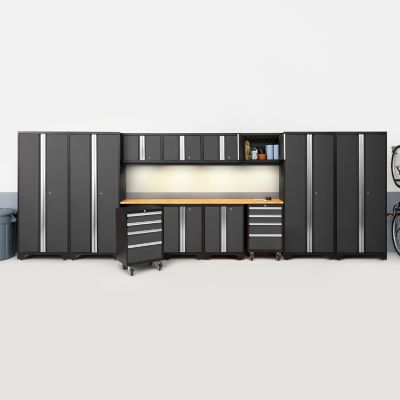 Image showing  Bold Series 14 pc. Cabinet Set with Tool, Base, Wall Cabinets and 30 in. Lockers, 50416