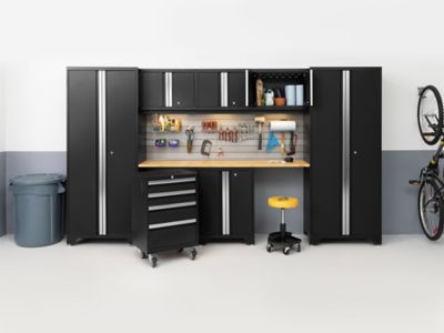 Image showing  Bold Series 14 pc. Cabinet Set with Tool, Base, Wall Cabinets and 30 in. Lockers, 63265