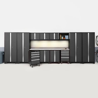 Image showing  Bold Series 14 pc. Cabinet Set with Tool, Base, Wall Cabinets and 30 in. Lockers, 50417