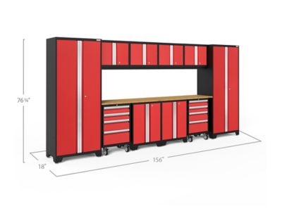 Image showing  Bold Series 12 pc. Cabinet Set with Tool, Base, Wall Cabinets and 2 Lockers, 50610